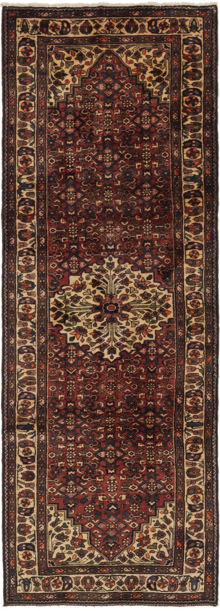 3' 7 x 10' 4 Hand Knotted Hossainabad Persian Wool Runner Rug