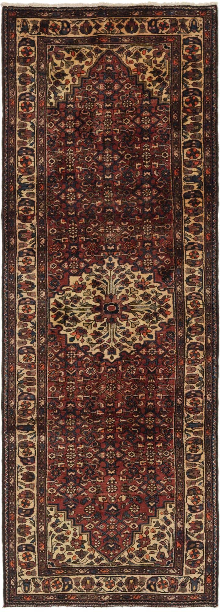 3' 7 x 10' 4 Hand Knotted Hossainabad Persian Wool Runner Rug