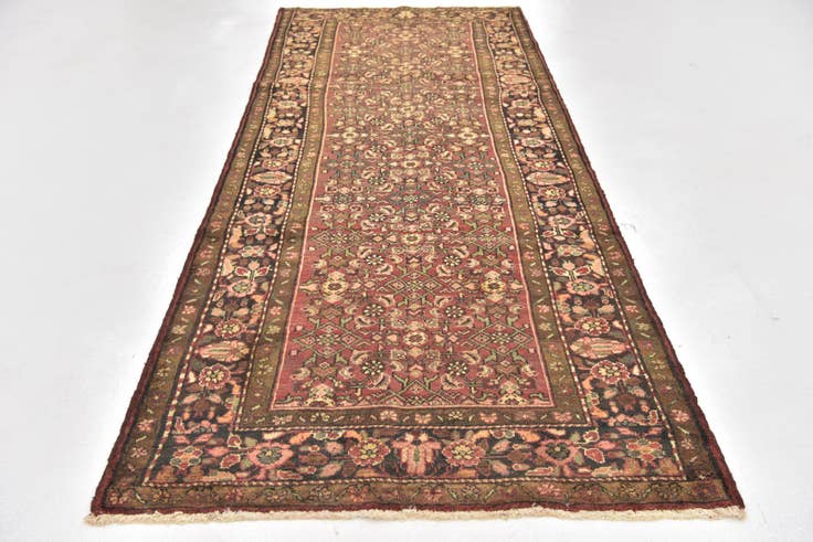 Detail image of 4' x 10' 2 Hand Knotted Hossainabad Persian Wool Runner Rug