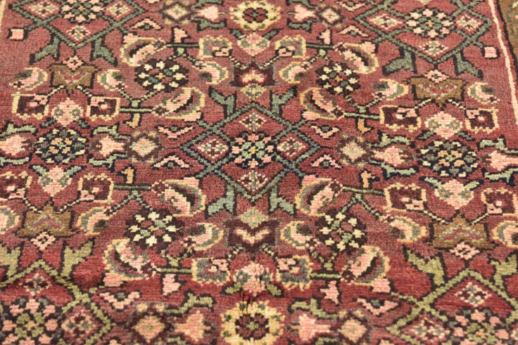 Detail image of 4' x 10' 2 Hand Knotted Hossainabad Persian Wool Runner Rug