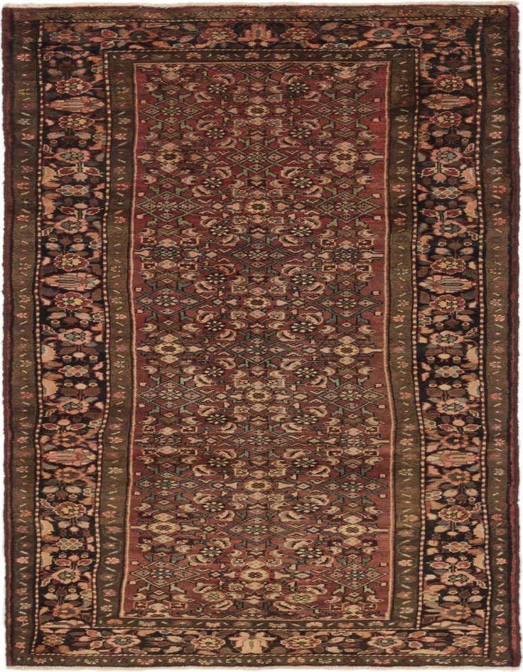 Detail image of 4' x 10' 2 Hand Knotted Hossainabad Persian Wool Runner Rug