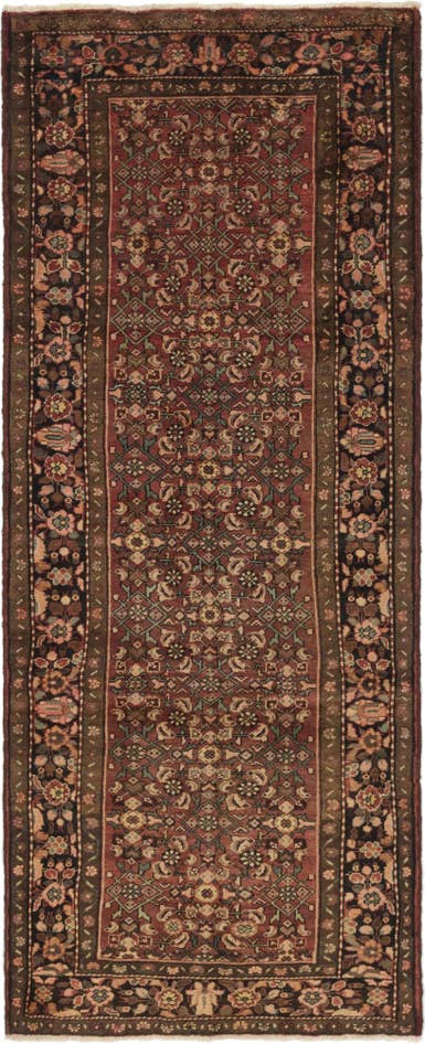 Detail image of 4' x 10' 2 Hand Knotted Hossainabad Persian Wool Runner Rug