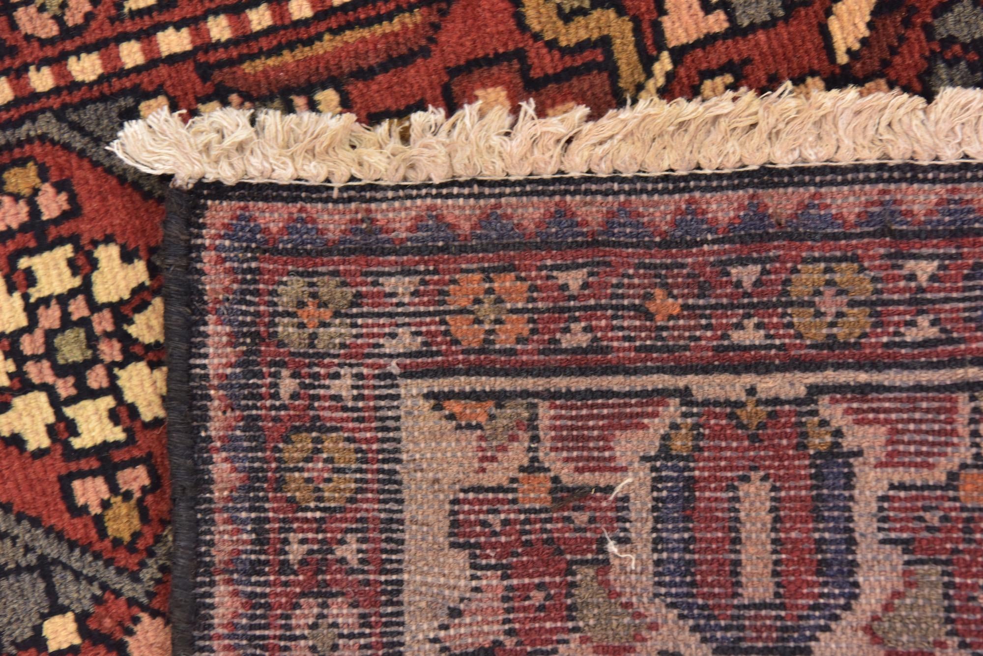 3' 6 x 10' 3 Hand Knotted Hossainabad Persian Wool Runner Rug