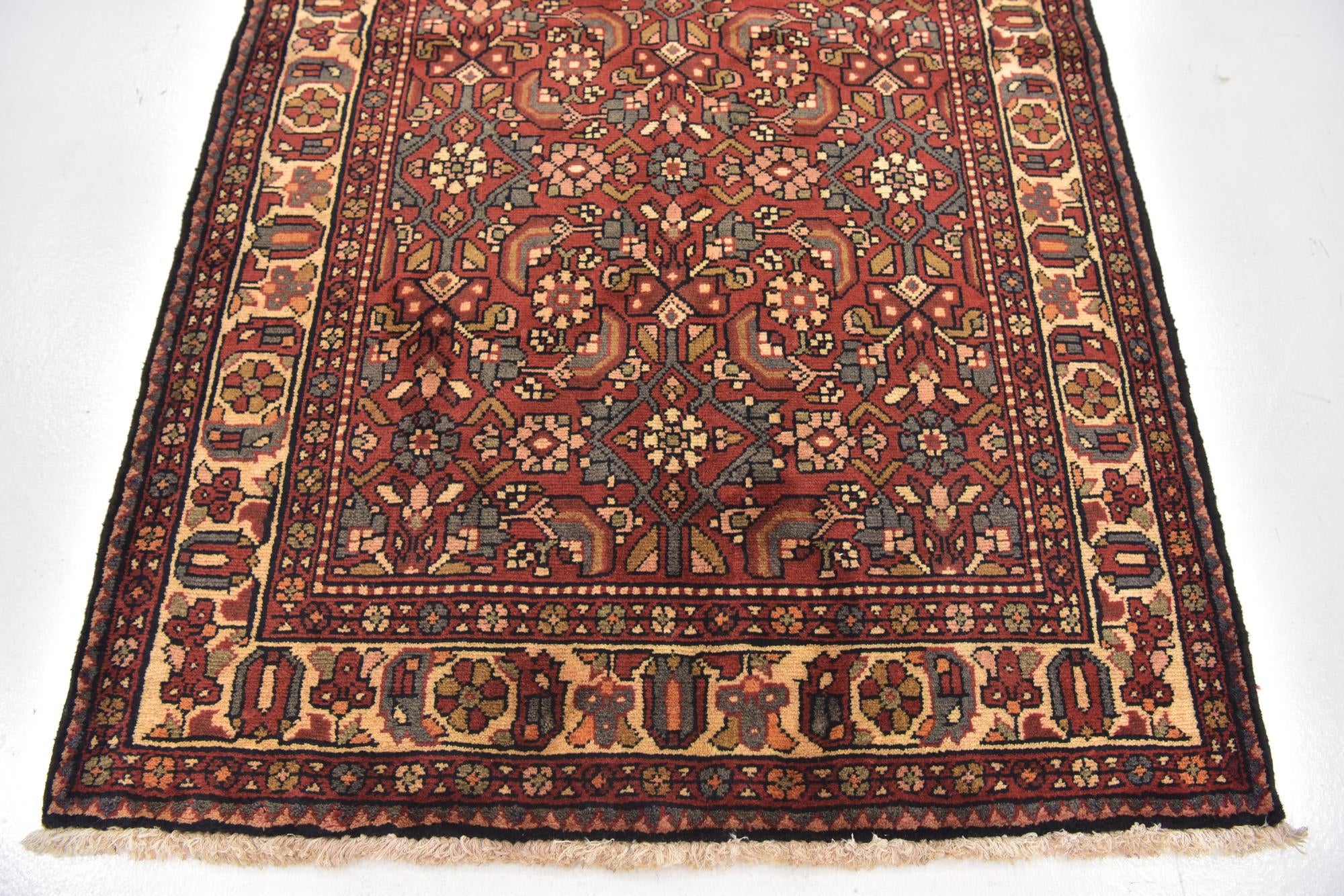 3' 6 x 10' 3 Hand Knotted Hossainabad Persian Wool Runner Rug