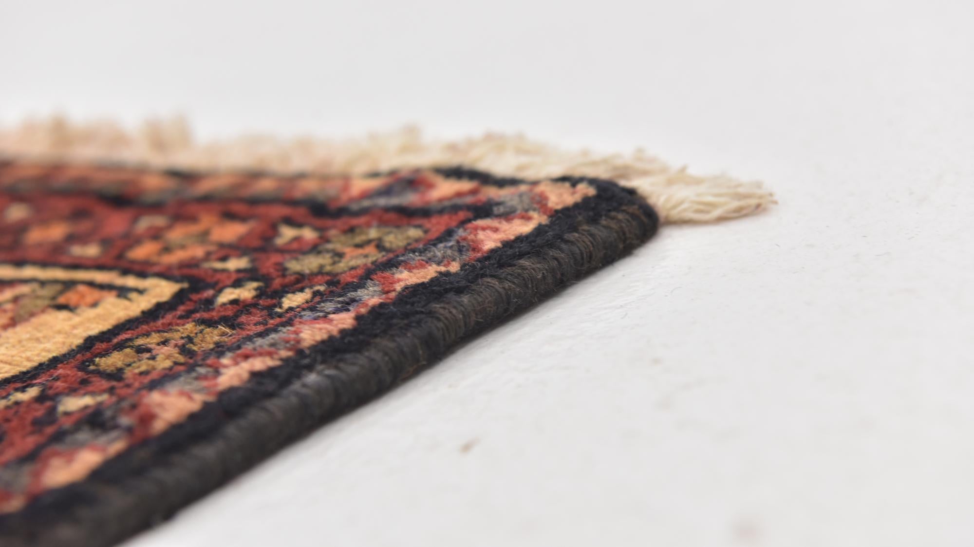 3' 6 x 10' 3 Hand Knotted Hossainabad Persian Wool Runner Rug