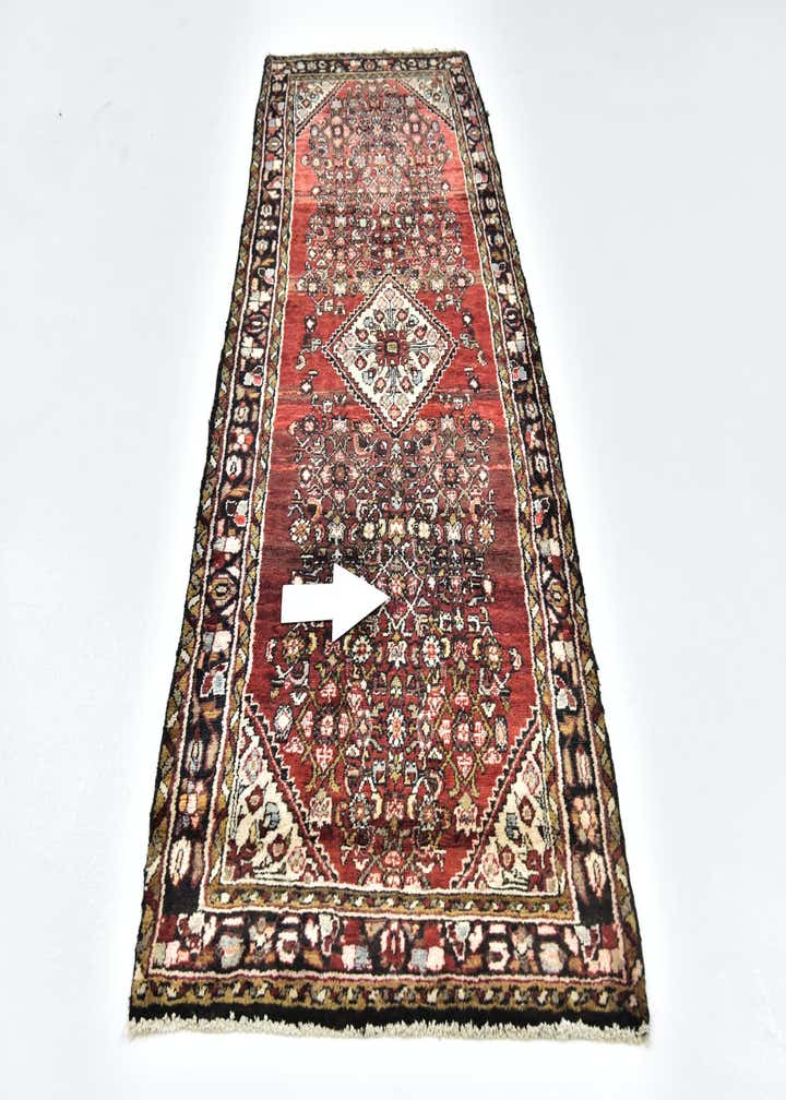 3' x 9' 2 Hand Knotted Hossainabad Persian Wool Runner Rug