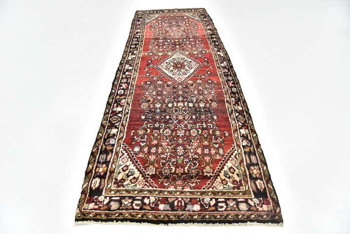 3' x 9' 2 Hand Knotted Hossainabad Persian Wool Runner Rug