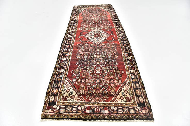 Detail image of 3' x 9' 2 Hand Knotted Hossainabad Persian Wool Runner Rug