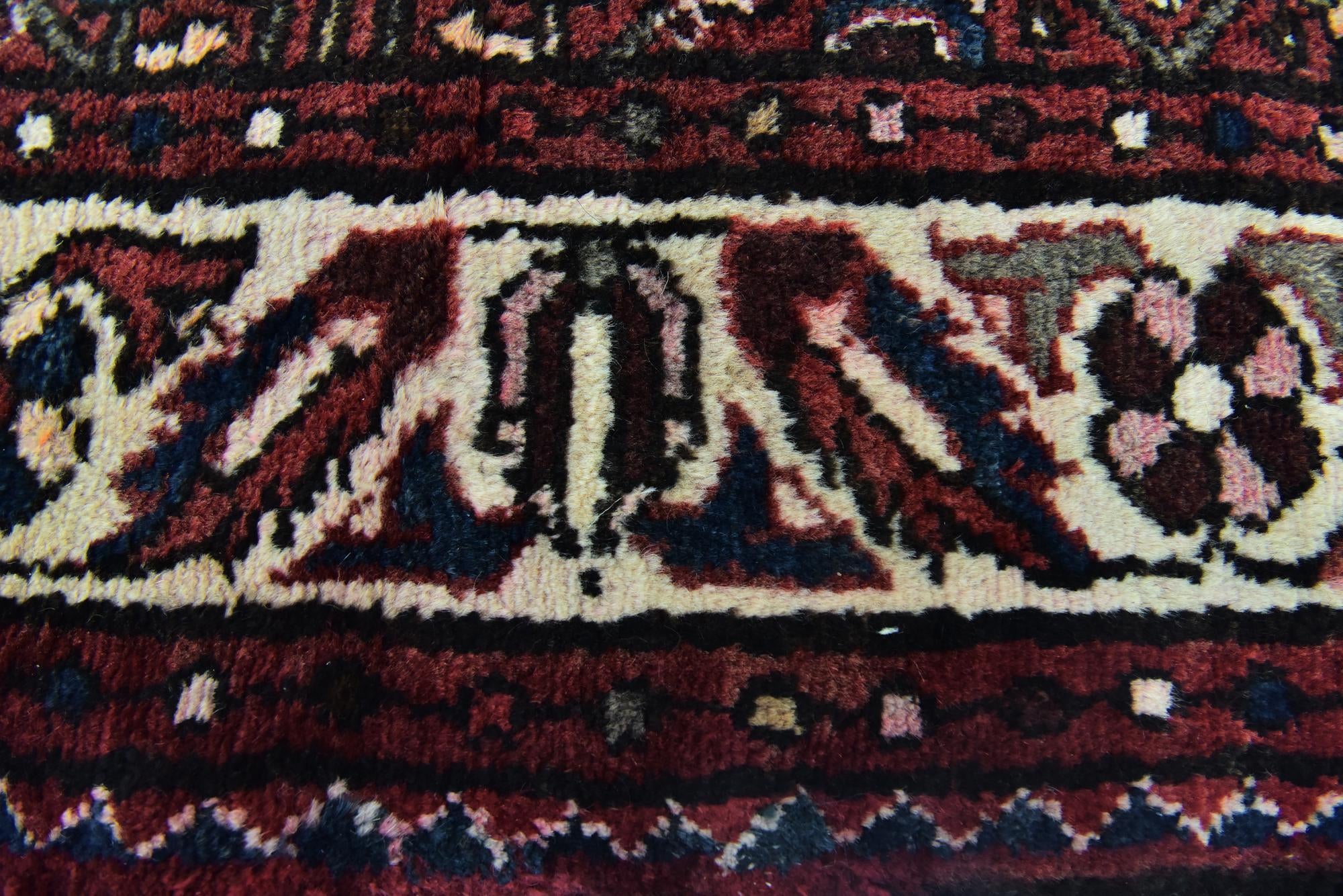 3' 5 x 10' 6 Hand Knotted Hossainabad Persian Wool Runner Rug