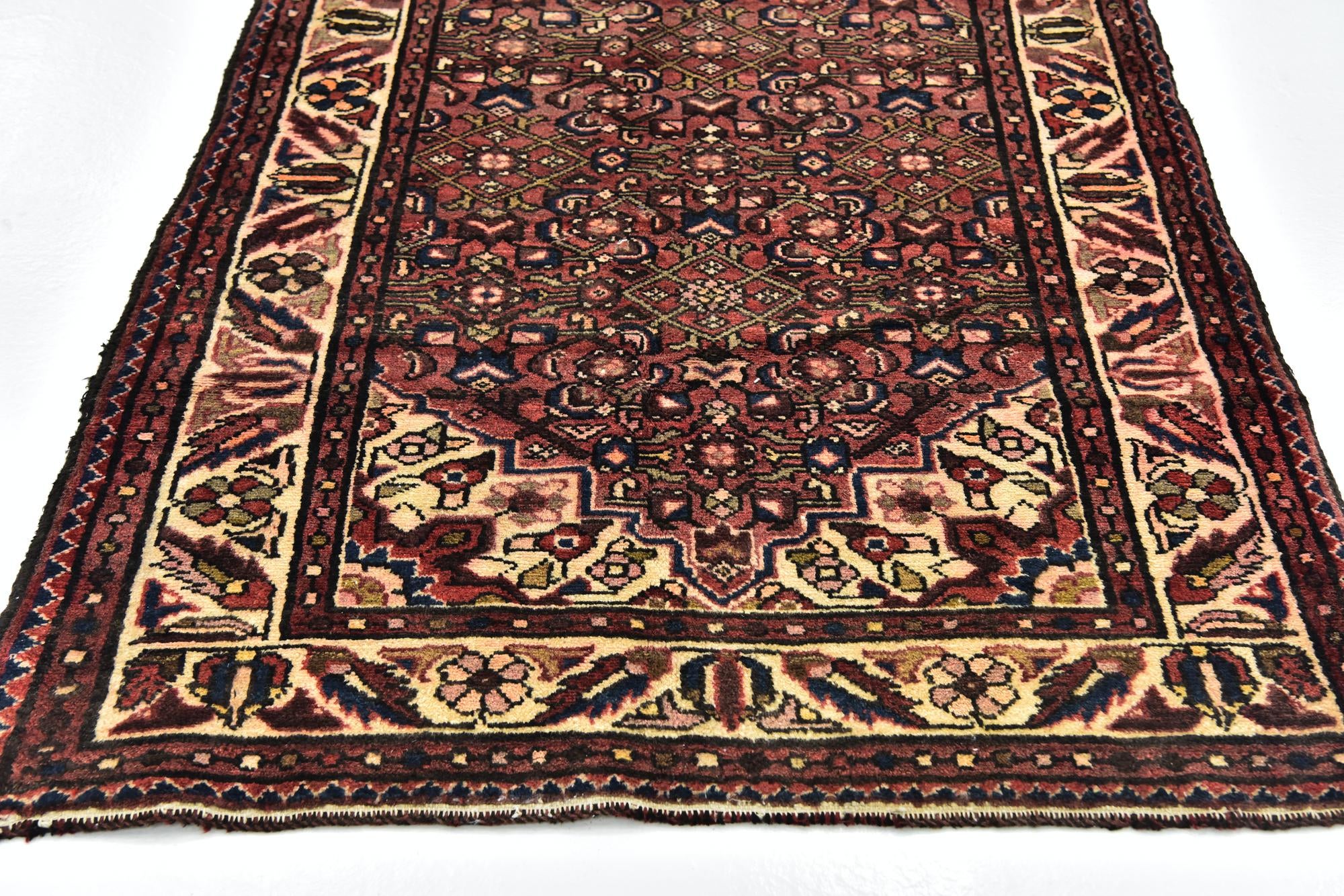 3' 5 x 10' 6 Hand Knotted Hossainabad Persian Wool Runner Rug