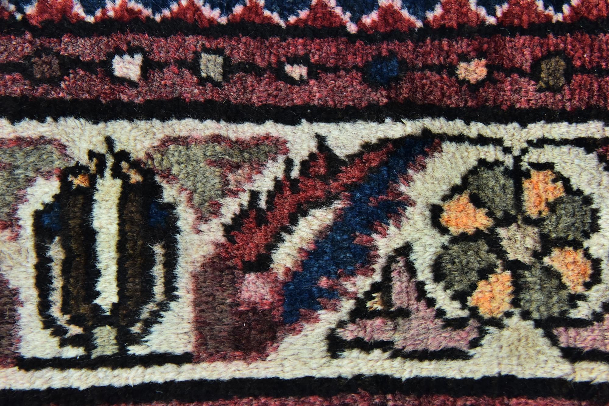 3' 5 x 10' 6 Hand Knotted Hossainabad Persian Wool Runner Rug