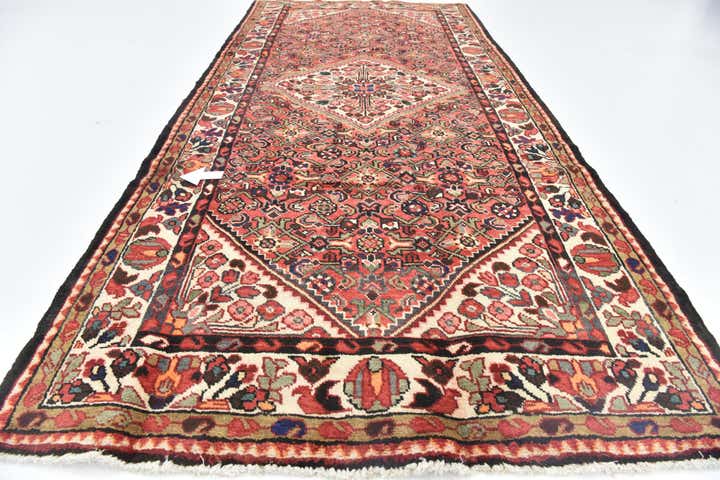 4' 7 x 10' 6 Hand Knotted Hossainabad Persian Wool Runner Rug