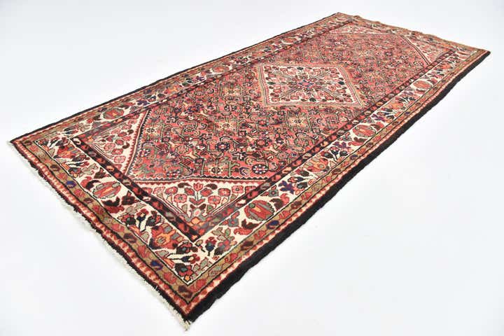 4' 7 x 10' 6 Hand Knotted Hossainabad Persian Wool Runner Rug