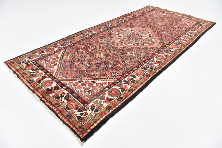 Detail image of 4' 7 x 10' 6 Hand Knotted Hossainabad Persian Wool Runner Rug