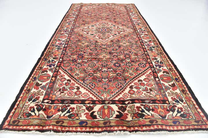 4' 7 x 10' 6 Hand Knotted Hossainabad Persian Wool Runner Rug