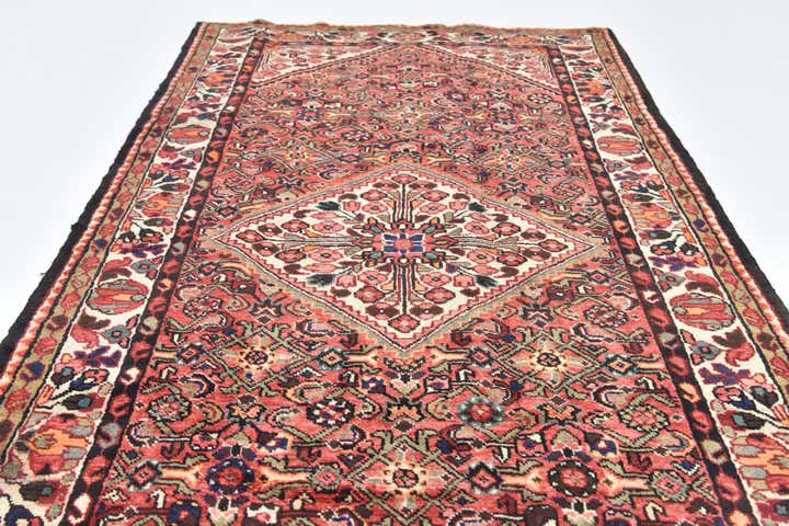 4' 7 x 10' 6 Hand Knotted Hossainabad Persian Wool Runner Rug