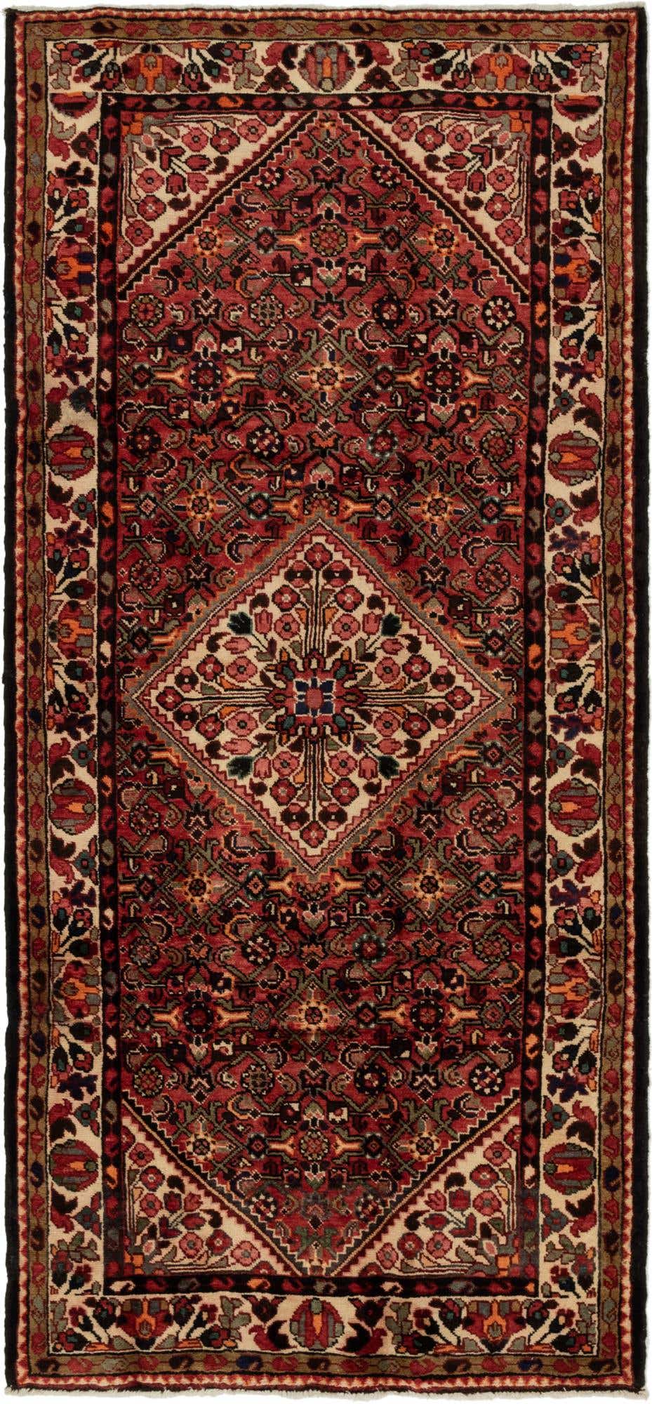 4' 7 x 10' 6 Hand Knotted Hossainabad Persian Wool Runner Rug