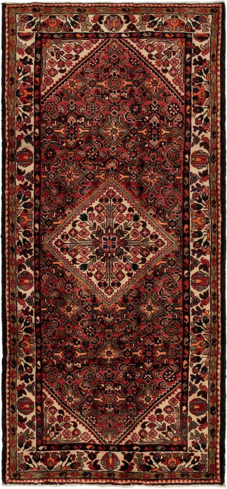 4' 7 x 10' 6 Hand Knotted Hossainabad Persian Wool Runner Rug