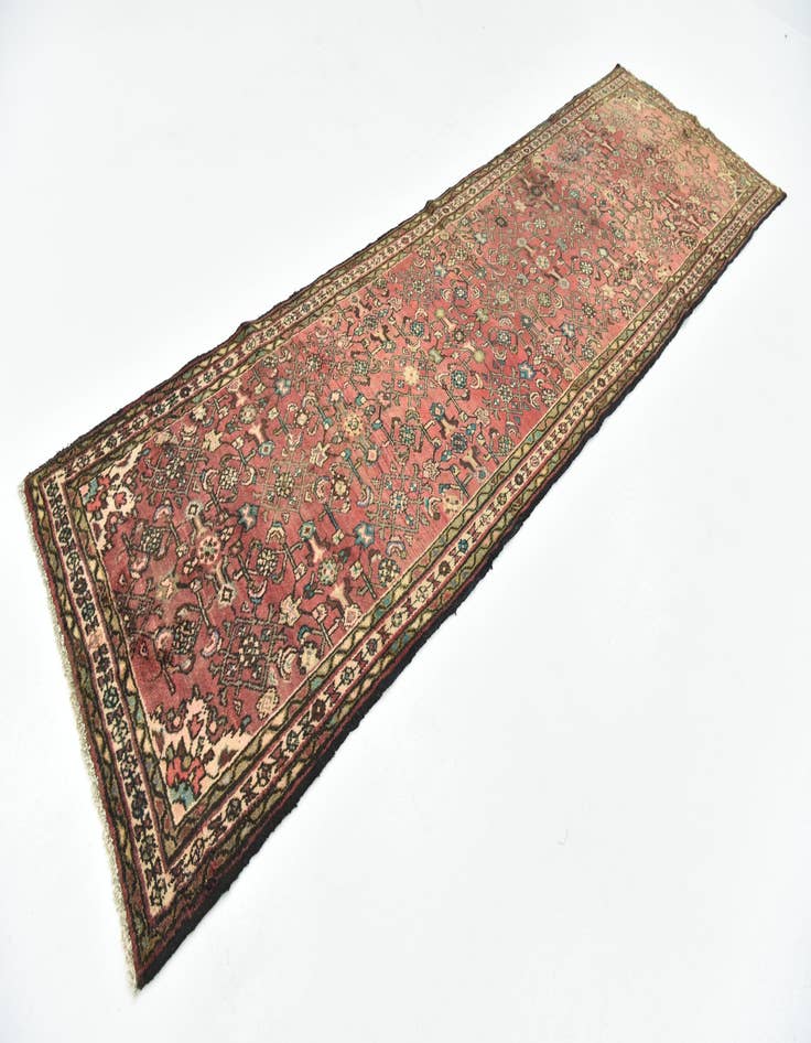 Detail image of 3' 2 x 11' Hand Knotted Hossainabad Persian Wool Runner Rug