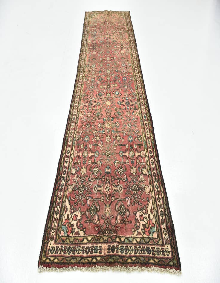 Detail image of 3' 2 x 11' Hand Knotted Hossainabad Persian Wool Runner Rug