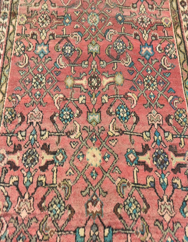 Detail image of 3' 2 x 11' Hand Knotted Hossainabad Persian Wool Runner Rug