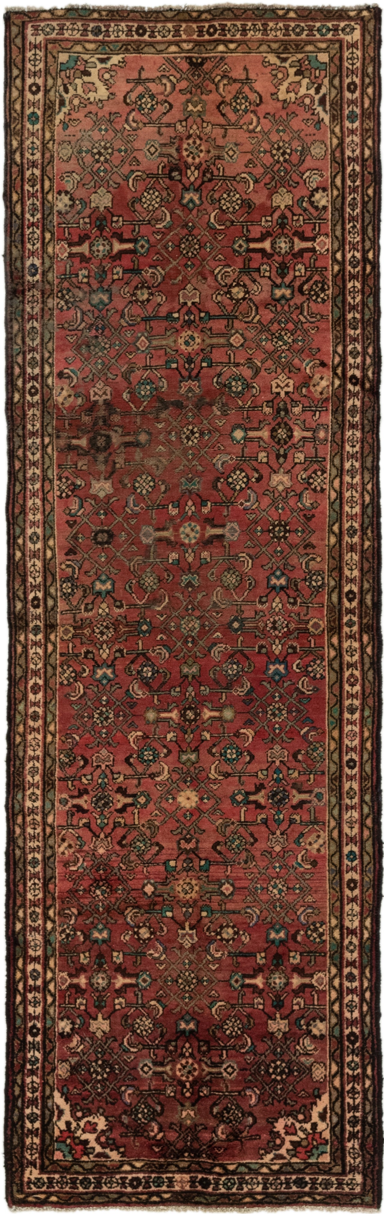 3' 2 x 11' Hand Knotted Hossainabad Persian Wool Runner Rug