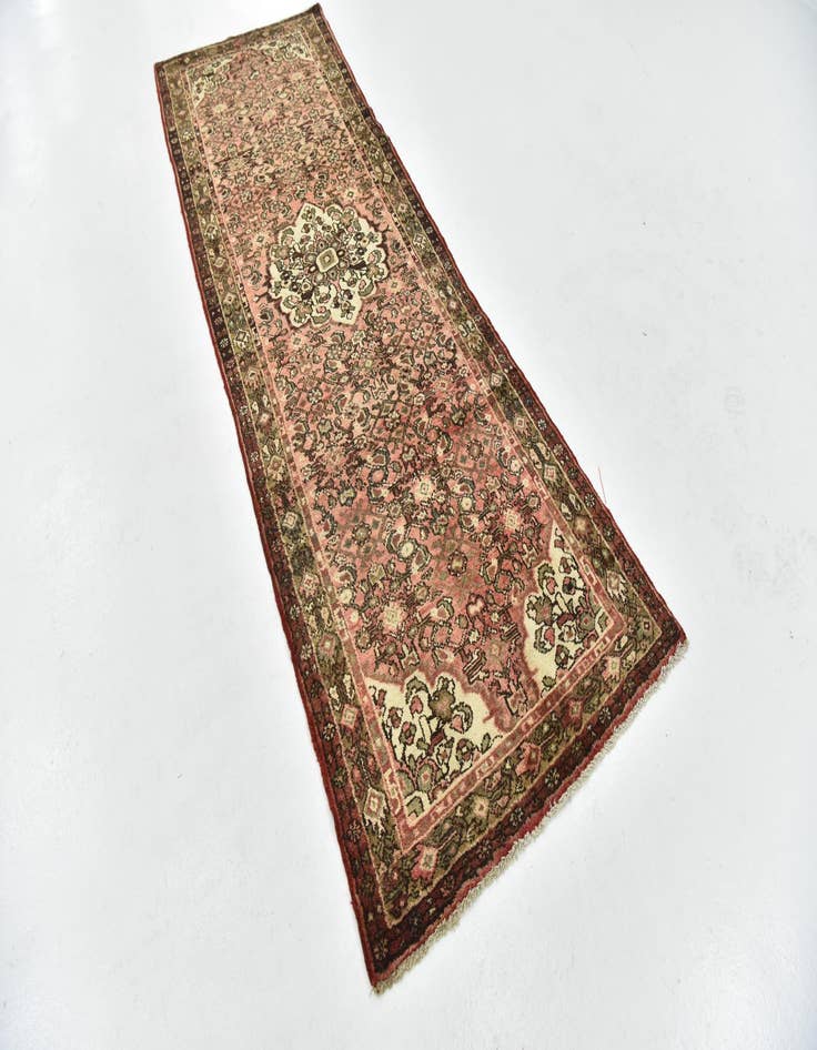 Detail image of 3' 4 x 10'  Hand Knotted Hossainabad Persian Wool Runner Rug