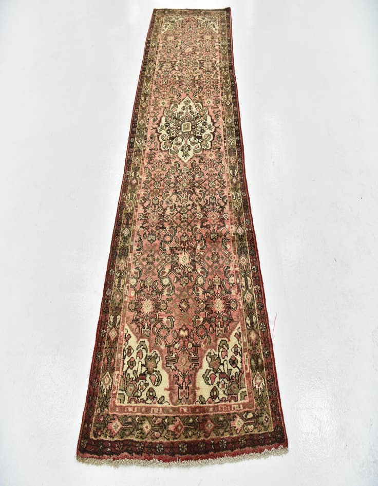 Detail image of 3' 4 x 10'  Hand Knotted Hossainabad Persian Wool Runner Rug