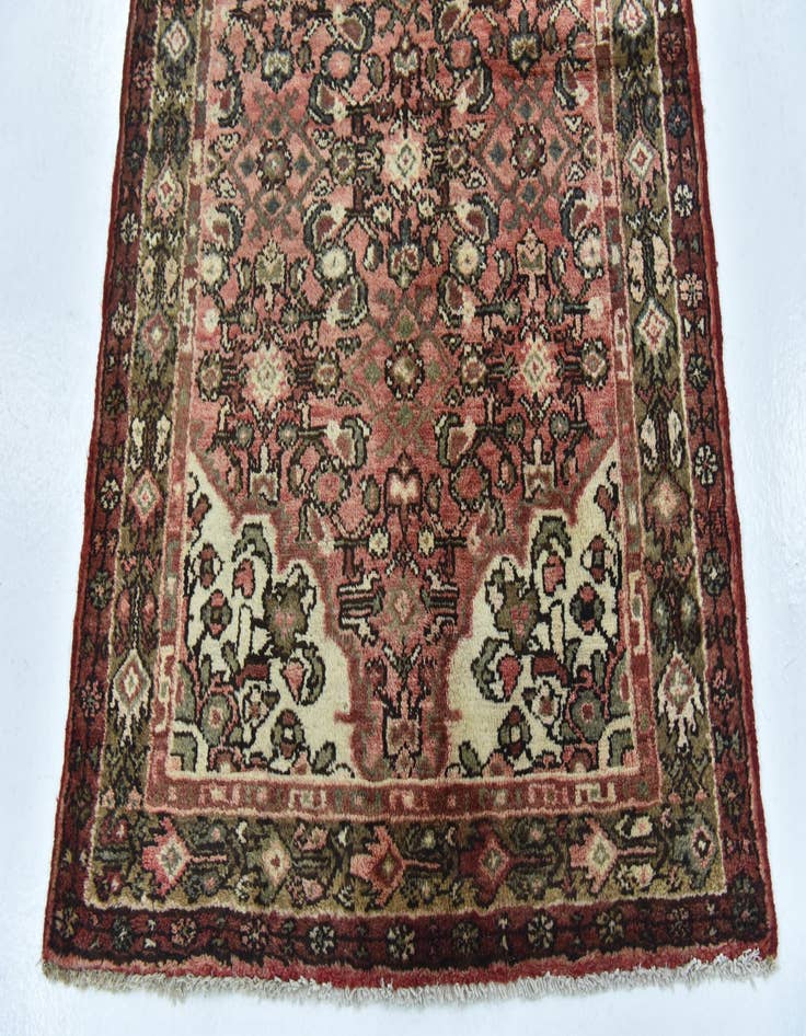 Detail image of 3' 4 x 10'  Hand Knotted Hossainabad Persian Wool Runner Rug