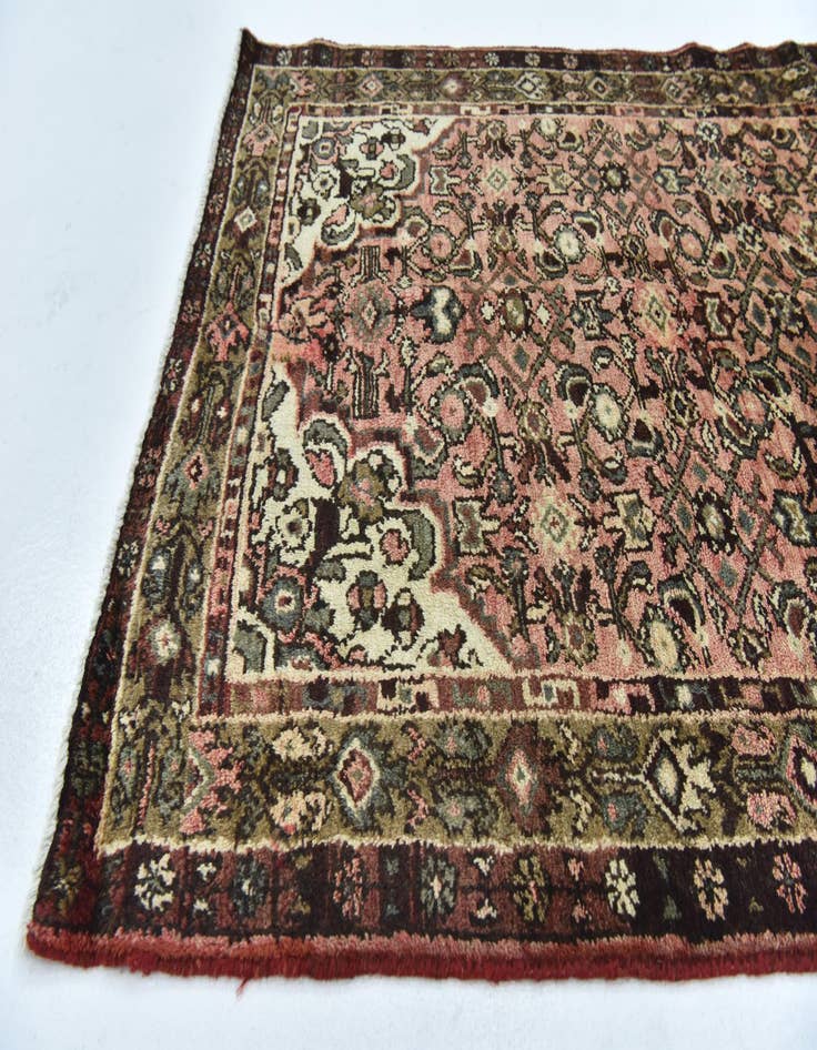 Detail image of 3' 4 x 10'  Hand Knotted Hossainabad Persian Wool Runner Rug