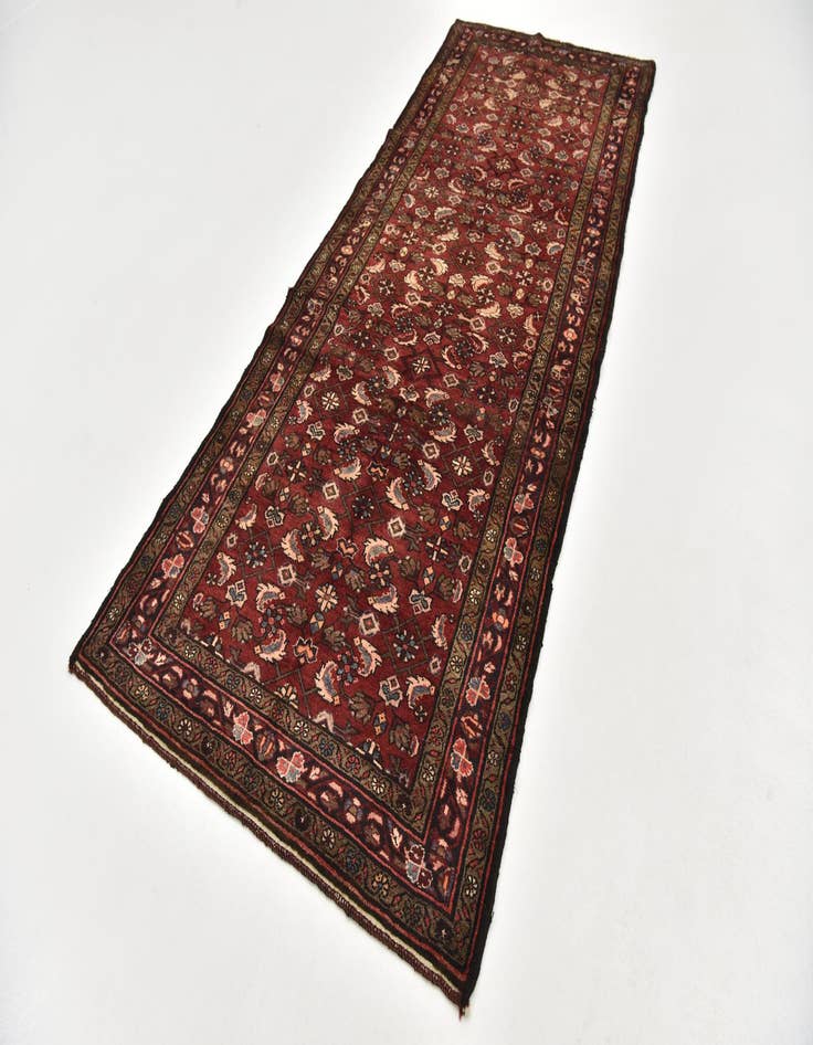 Detail image of 4' 2 x 10' 3 Hand Knotted Hossainabad Persian Wool Runner Rug