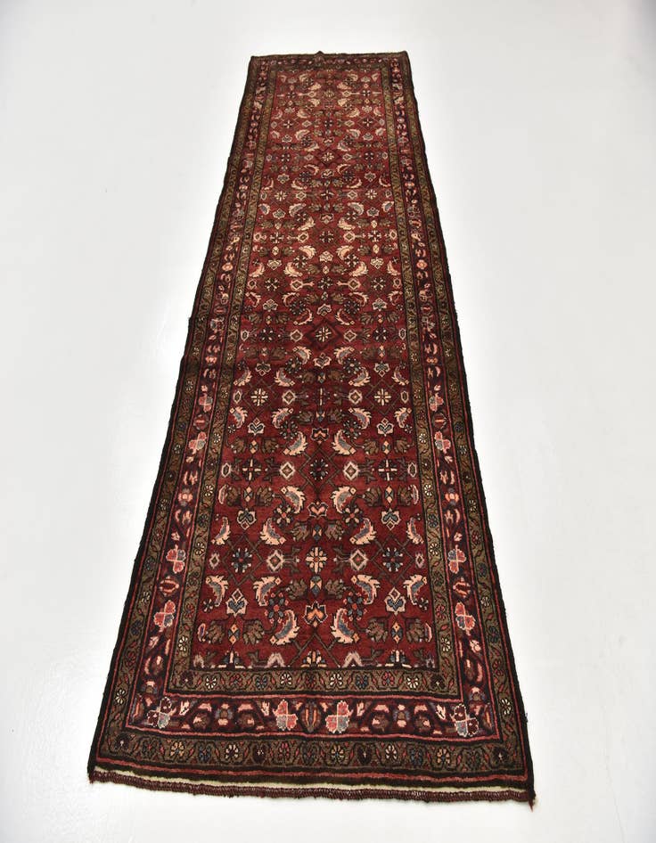 Detail image of 4' 2 x 10' 3 Hand Knotted Hossainabad Persian Wool Runner Rug