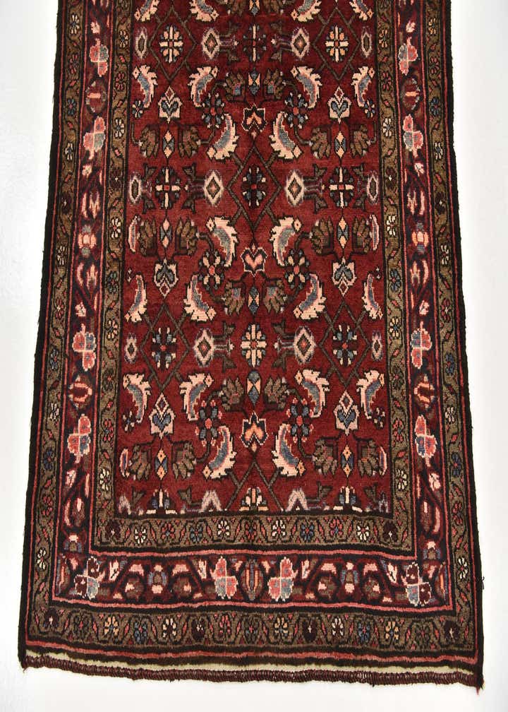 4' 2 x 10' 3 Hand Knotted Hossainabad Persian Wool Runner Rug