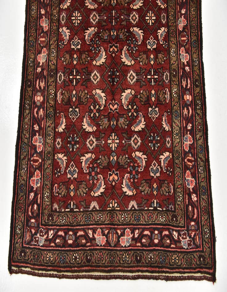 Detail image of 4' 2 x 10' 3 Hand Knotted Hossainabad Persian Wool Runner Rug