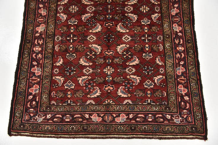Detail image of 4' 2 x 10' 3 Hand Knotted Hossainabad Persian Wool Runner Rug