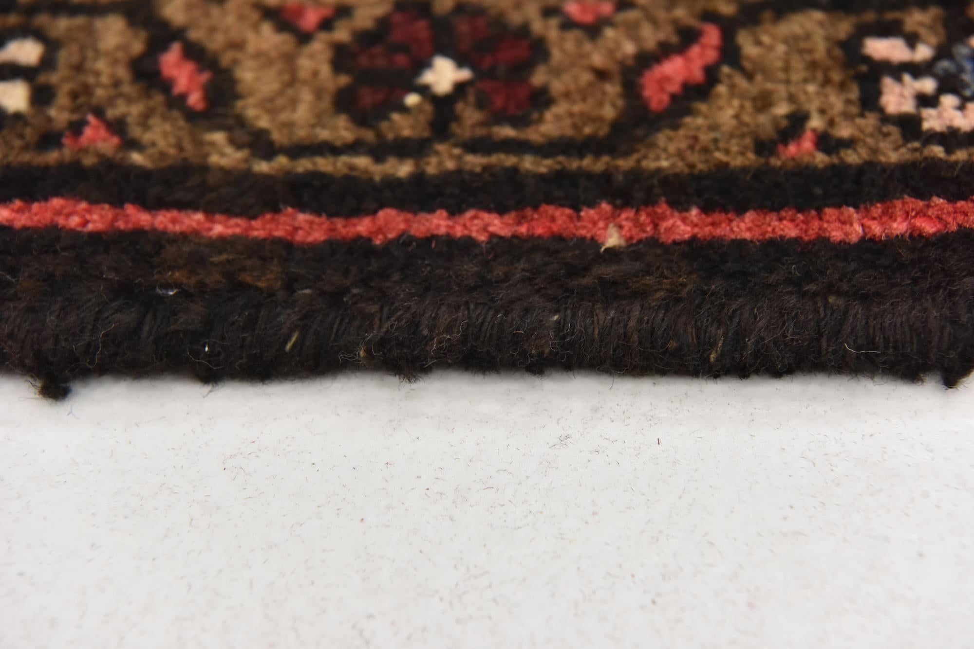 4' 2 x 10' 3 Hand Knotted Hossainabad Persian Wool Runner Rug