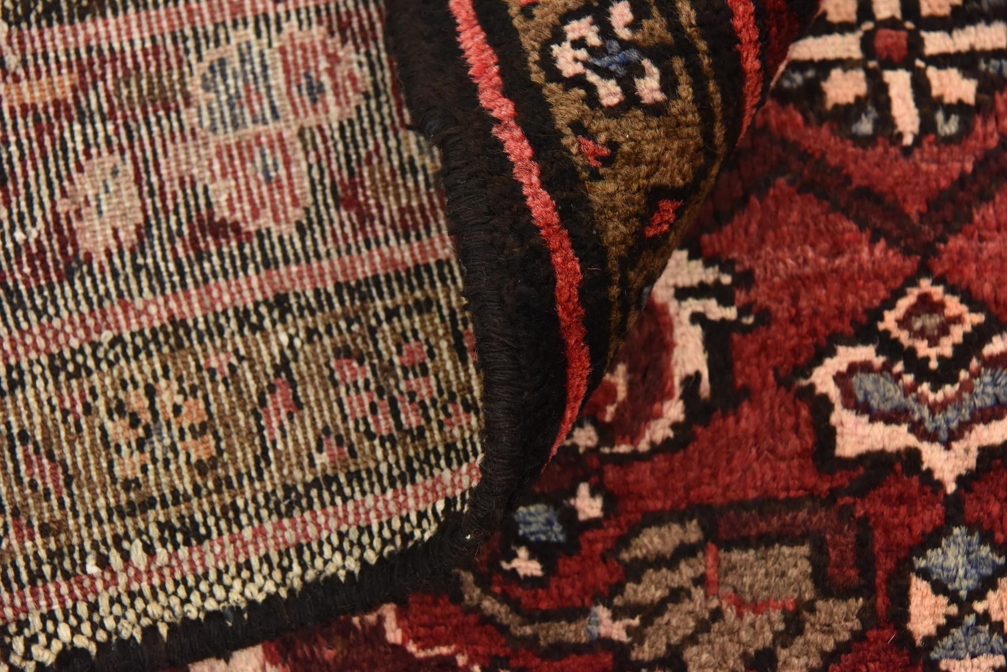 4' 2 x 10' 3 Hand Knotted Hossainabad Persian Wool Runner Rug