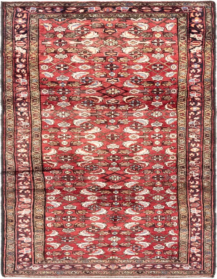 Detail image of 4' 2 x 10' 3 Hand Knotted Hossainabad Persian Wool Runner Rug