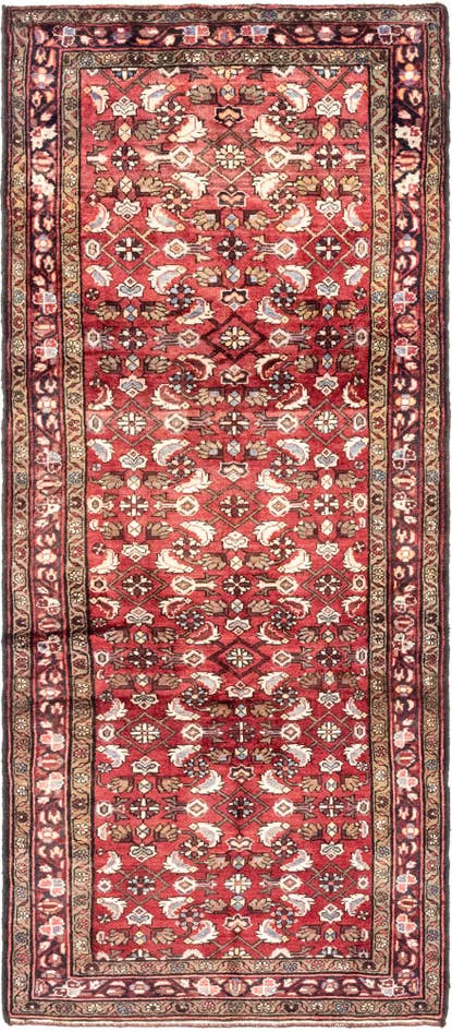 Detail image of 4' 2 x 10' 3 Hand Knotted Hossainabad Persian Wool Runner Rug