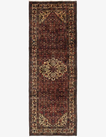3' 7 x 10' 4 Hand Knotted Hossainabad Persian Wool Runner Rug
