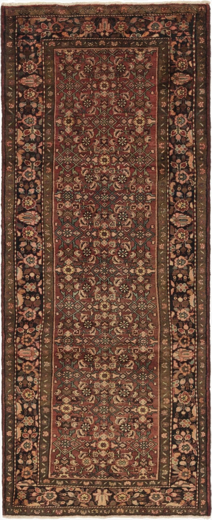 Primary image 122cm x 310cm  Hand Knotted Hossainabad Persian Wool Runner Rug