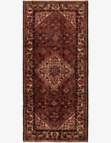 4' 7 x 10' 6 Hand Knotted Hossainabad Persian Wool Runner Rug