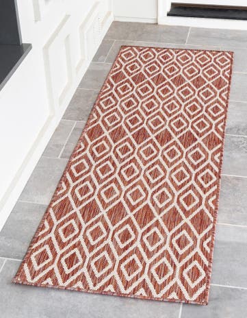 Rust Red Easy-Clean Jill Zarin Turks and Caicos Indoor / Outdoor Runner Rug