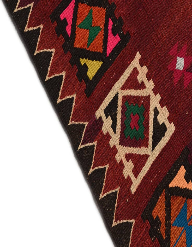 Detail image of 3' 3 x 11' 10  Hand Woven Kilim Afghan Wool Runner Rug
