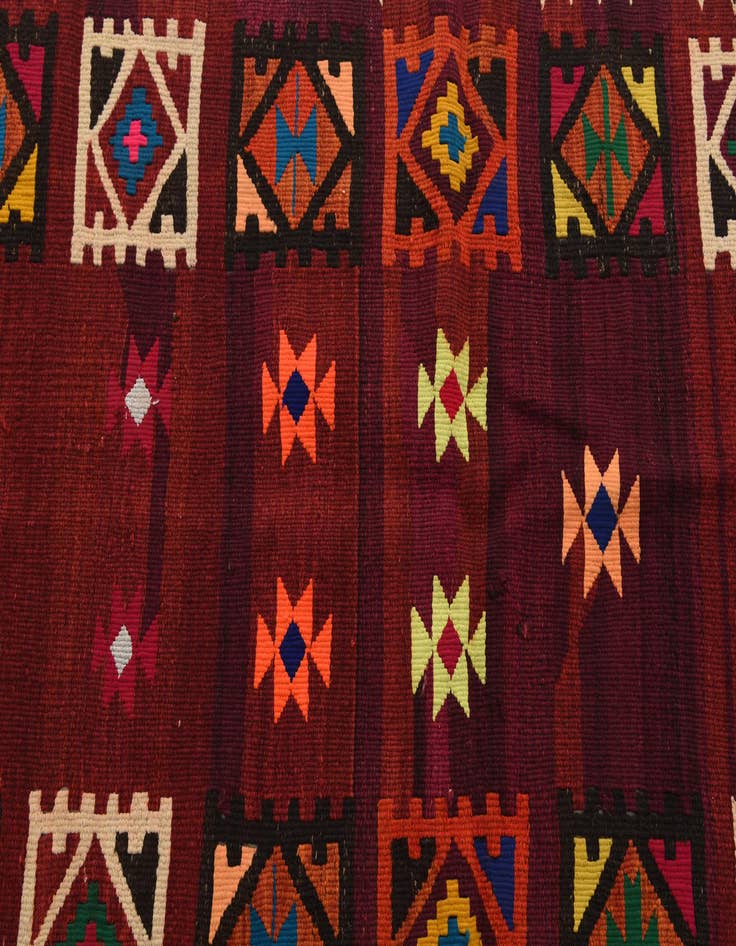 Detail image of 3' 3 x 11' 10  Hand Woven Kilim Afghan Wool Runner Rug