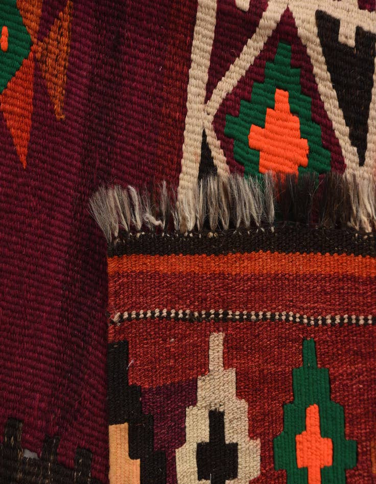 Detail image of 3' 3 x 11' 10  Hand Woven Kilim Afghan Wool Runner Rug