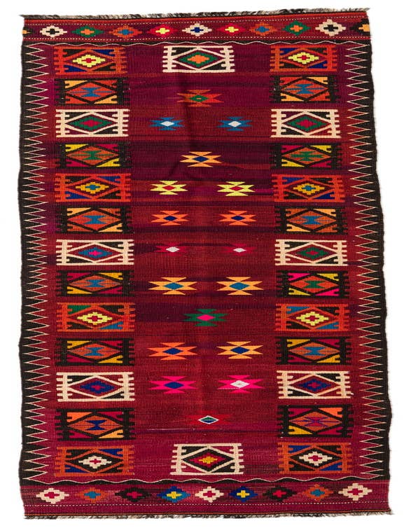 Detail image of 3' 3 x 11' 10 Hand Woven Kilim Afghan Wool Runner Rug