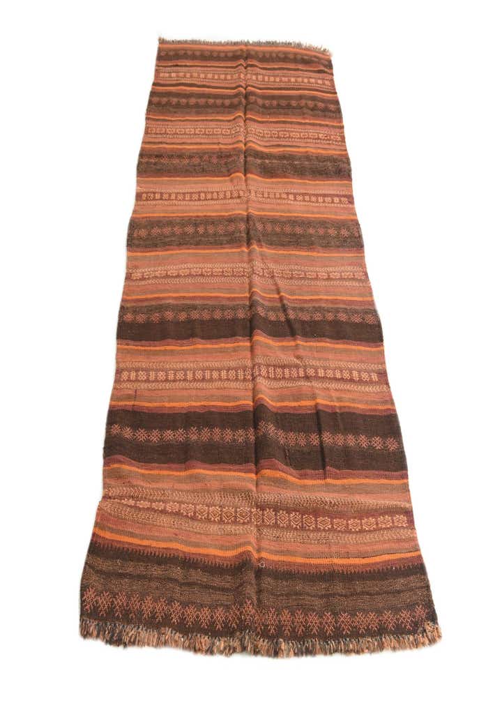 3' 7 x 8' 1 Hand Woven Kilim Afghan Wool Runner Rug