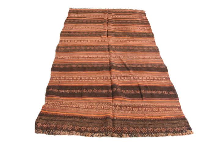 3' 7 x 8' 1 Hand Woven Kilim Afghan Wool Runner Rug