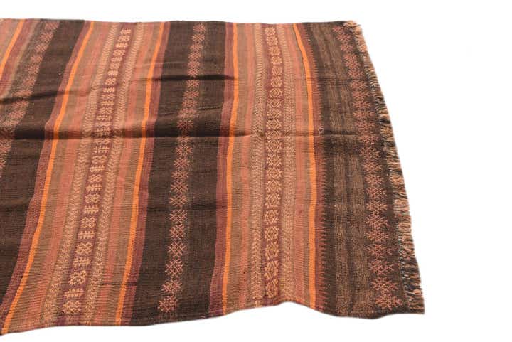 3' 7 x 8' 1 Hand Woven Kilim Afghan Wool Runner Rug